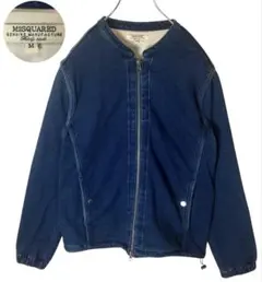 濃いインディゴブルーカラーリング×スウェット素材ノーカラージャケット