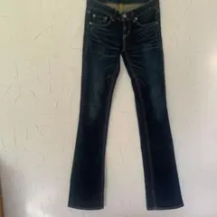 MOUSSYブーツカットデニム ダークブルー24