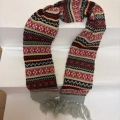 フェアアイル柄 マフラー フリンジ付き