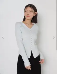 Vネックシンプルニットカーディガン