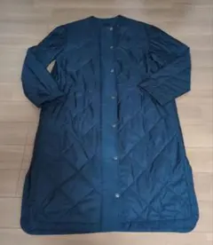 23区 36 シレータフタキルティング ロングコート ノーカラー ネイビー