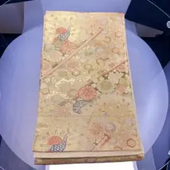 KB02六通柄袋帯 24K二重箔 佐贺錦 花鳥文 金箔 正絹