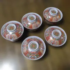 古伊万里小紋御碗揃蓋付き 丼 5客セット 特選陶器のサムネイル