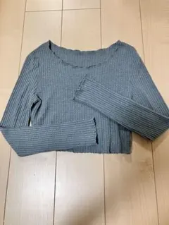 【SHEIN】リブ編み クロップドトップス 長袖