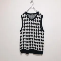 バーバリーブラックレーベル★アーガイル★ベスト★ホース刺繍★サイズ2★黒×白