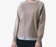 grove 畦編みクルーネックニット トープ