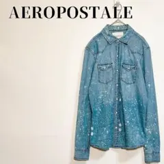 AEROPOSTALE　ブリーチ加工デニムシャツ　綿100　S/P　ライトブルーのサムネイル