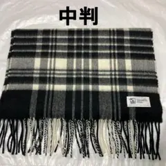 美品 ジョンストンズ カシミヤ100％ 中判ストール ブラック＆ホワイト