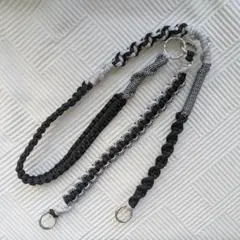 パラコード　3wayストラップ　ブラック　グレー　モノトーン