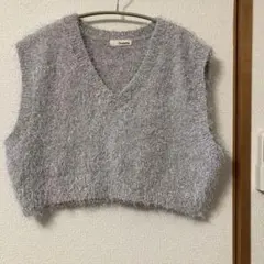 Chulatte ライトグレー Vネック ニットベスト