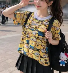 ユニバーサルスタジオ、ミニオンMinions 総柄 Tシャツ 半袖 Sサイズのサムネイル
