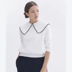 新品タグ付き　yori コットン刺繍カラーニット　ホワイト 美品 yori ヨリ コットン 刺繍 カラー ニット パンツ ブラウス - メルカリ
