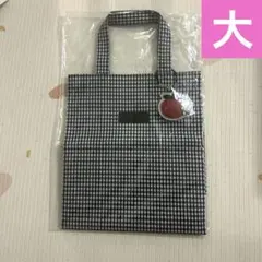 【新品】familiar 白黒チェック柄　トートバッグ　黒　大　ファミリア