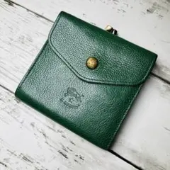 【高級感漂う美しい本革】　IL BISONTE　ガマ財布　グリーン　バイソン刻印