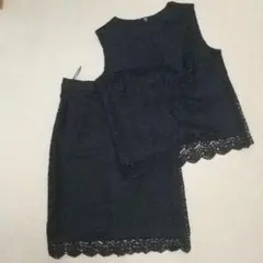 夏使用*レース上下セット*紺*ユニクロ