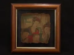骨董市仕入れ 中国唐時代 敦煌莫高窟壁画 彩絵 人物像 Z1147D30-2