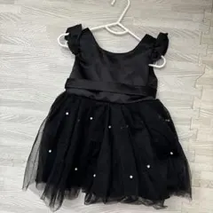 黒いベビードレス パール装飾 リボン付き