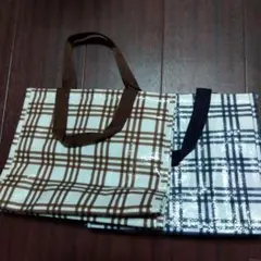 チェック柄ビニールバッグ 2点セット