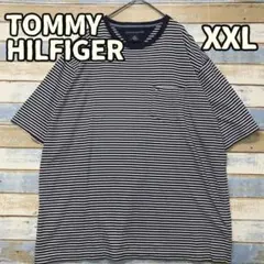 トミーヒルフィガー Tシャツ ネイビー ボーダー ポケット XXL【う665】のサムネイル