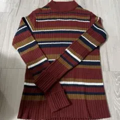 セーター M ボルドー ストライプ