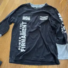 長袖カットソー 黒/グレー 150cm