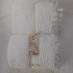 M*p様 無印良品　フリンジ使い ワッフル織ケット シングルのサムネイル