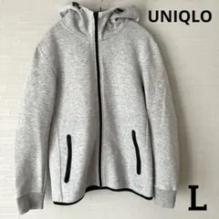 UNIQLO ドライストレッチフルジップパーカ フード付きパーカー グレー L