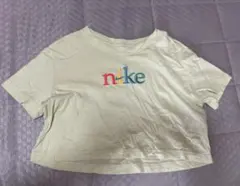 NIKE カラーロゴ 刺繍 ショート丈 Tシャツ Sサイズ