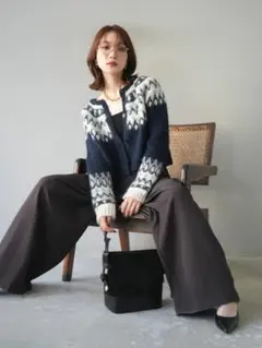 求心柄クロップドニットカーディガン　Lumier　リュミエ　カーデ　ニット