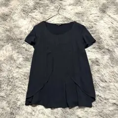 【ロートレアモン】ブラウス ダークネイビー M タック加工 大人 上品【美品】