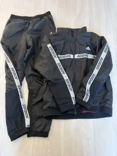 adidas 160 黒 赤　上下セットジャージ　ウインドブレーカー