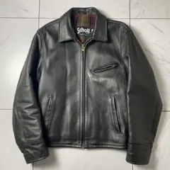 柳*家様 美品 SCHOTT 681 襟付き シングルライダース 裏地チェック