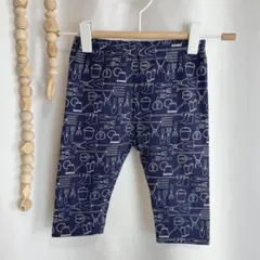 UNIQLO レギンスパンツ ガーデニング 総柄 七分丈 紺 90 .992