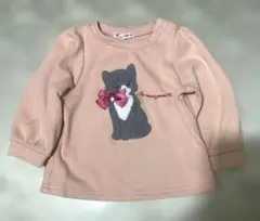 any FAM：猫刺繍 長袖カットソー 90