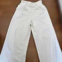 ライトグレー ワイドパンツ コットン混紡