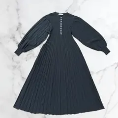 美品✨ニットワンピ アダムエロペ ボリューム袖 バルーン袖 フリー リブニット