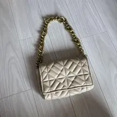 ZARA ベージュ キルティング ショルダーバッグ