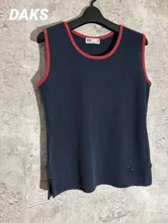 DAKS ネイビー×レッド サマーニット ノースリーブ 春夏 M タンクトップのサムネイル