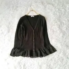 エルELLE PARIS キャンディスリーブレースペプラム長袖カーディガン 38のサムネイル