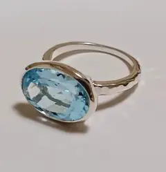 ブルートパーズ シルバー925 オーバルリング 約9号