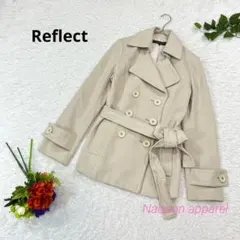 Reflect アンゴラ混　Pコート　ベルト付　11号　L タイト　ベージュ