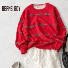BEAMS BOY 12ゲージローププリント クルーネックニット ビームスボーイ