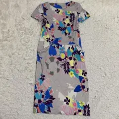 希少デザイン美品Lサイズ相当　エトロ　ロングワンピース　幾何学柄　ストレッチ