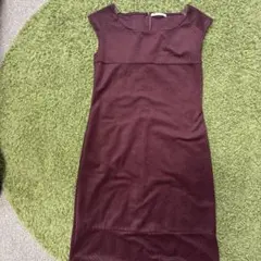 ワインレッド　ワンピース　ベロア調　M