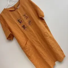 PICONE　ピッコーネ　 半袖ワンピース 刺繍　オレンジ　麻のサムネイル