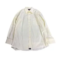無地シャツ　ワイシャツ　POLO 長袖　ライトイエロー　古着　8$aのサムネイル