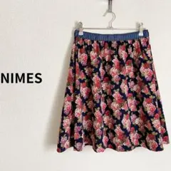 ニーム NIMES ひざ丈スカート フレア 花柄 ポリエステル ウエストゴムのサムネイル