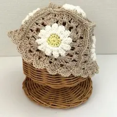 通常2000円‼︎ハンドメイド 帽子 baby ベージュ デイジー 花柄 ハット