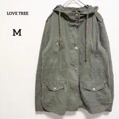 LOVE TREE ミリタリージャケット M カーキ フード付き モッズ