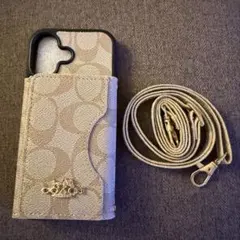 COACH iPhone13/14 ケース シグネチャー ショルダー付